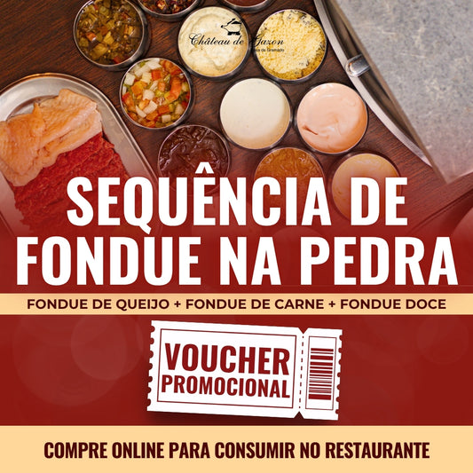 Sequência de Fondue na pedra com branco ou ninho